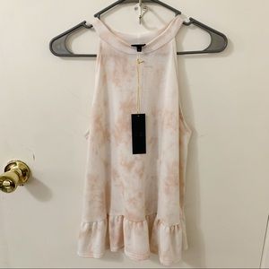 W5 sleeveless ruffle tie dye blouse top Medium